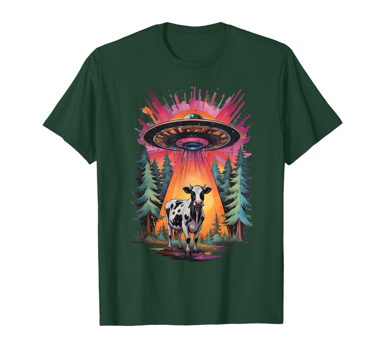 Funny Vintage Retro Graphic Alien UFO Cow Abduction BELIEVE T-Shirt