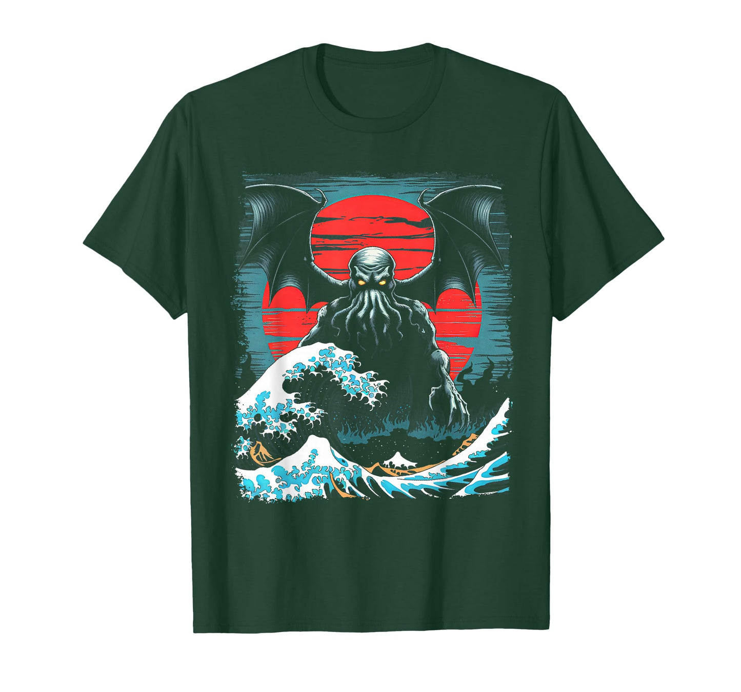 Vintage Japanese Cthulhu Great Wave of Kanagawa Poster T-Shirt
