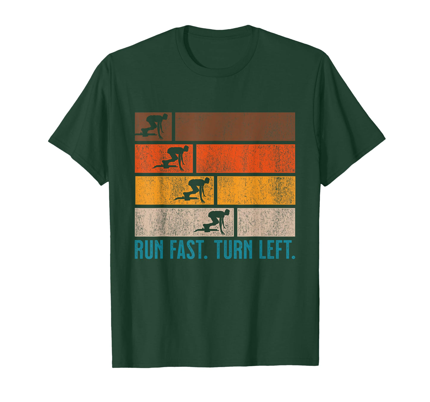 Run Fast Turn Left Sprint Dash Runners 100m 200m 400m T-Shirt