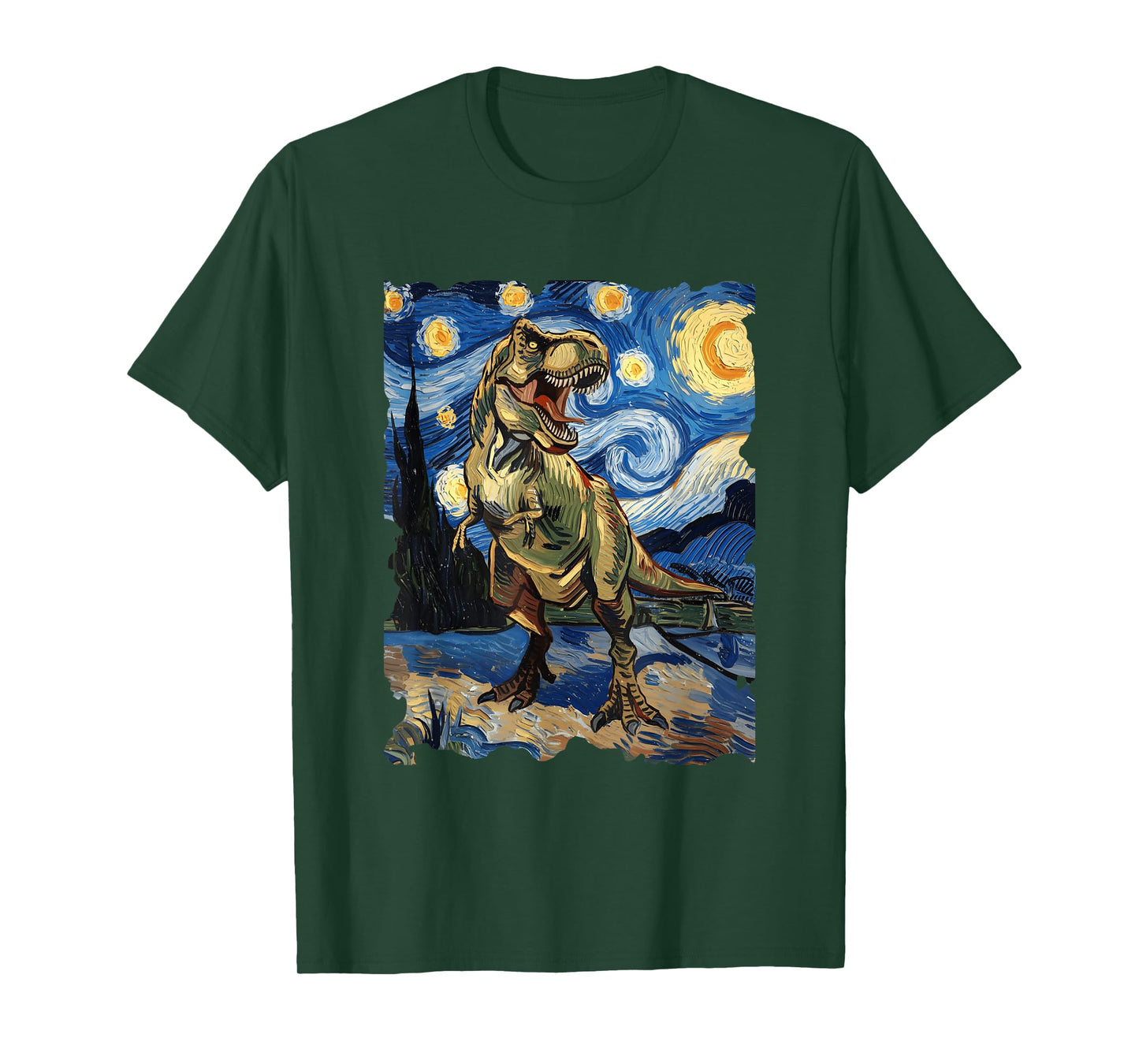 T-Rex Starry Night - Funny Van Gogh Painting Dinosaur T-Shirt