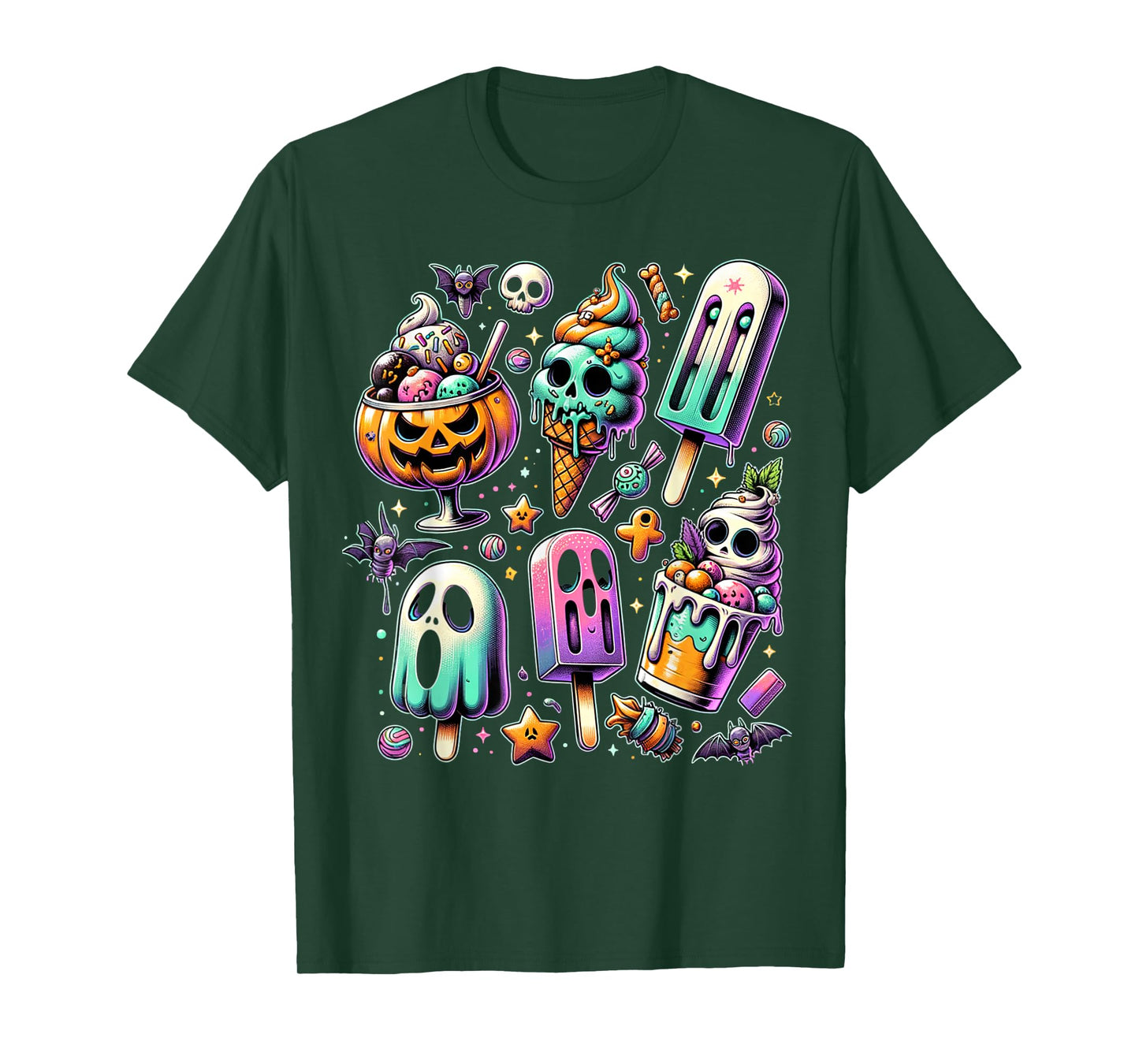 Vintage Horror Movie Summer Popsicle Halloween Summerween T-Shirt
