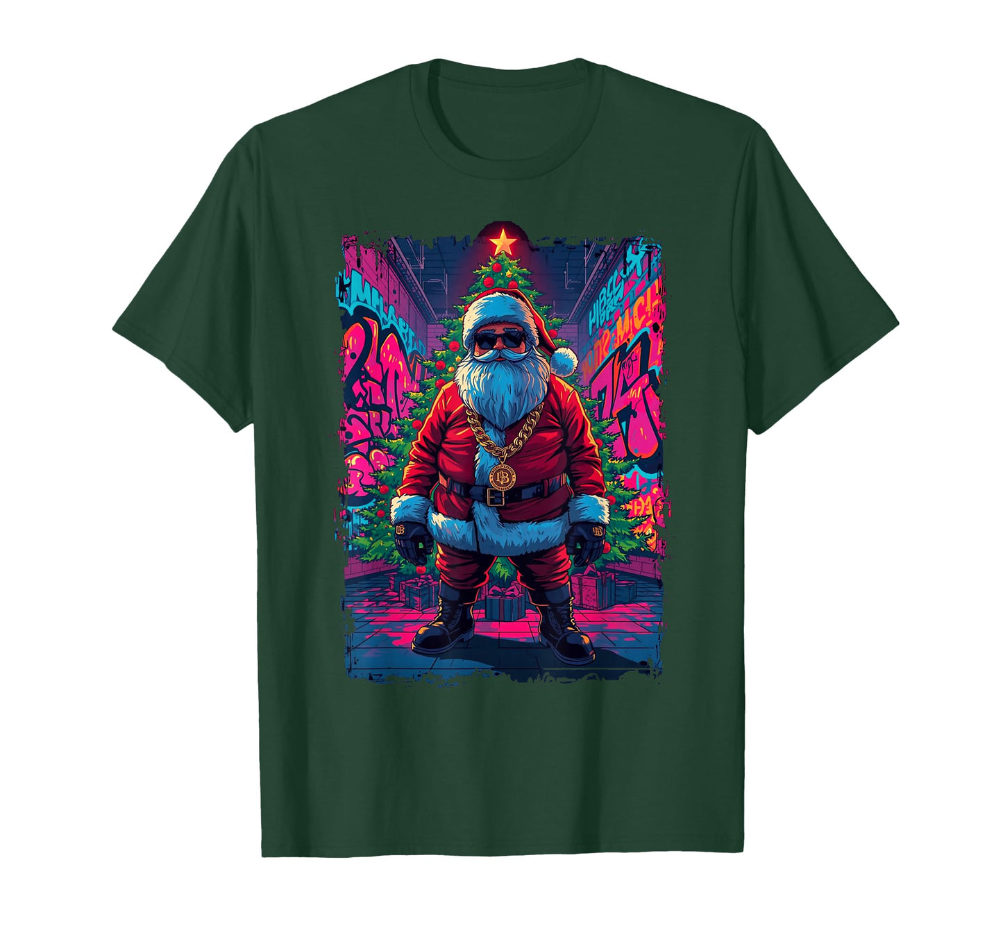 Urban Hip Hop Santa Graffiti Xmas Design T-Shirt