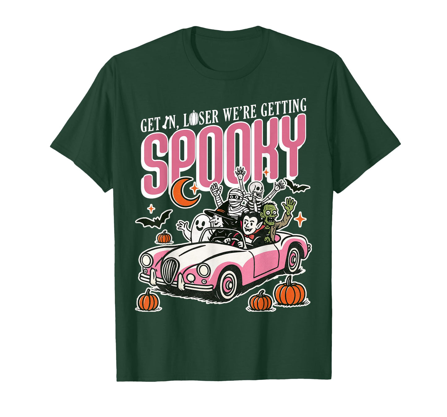 Retro Halloween Spooky Vintage Witch Skeleton Horror Pumpkin T-Shirt