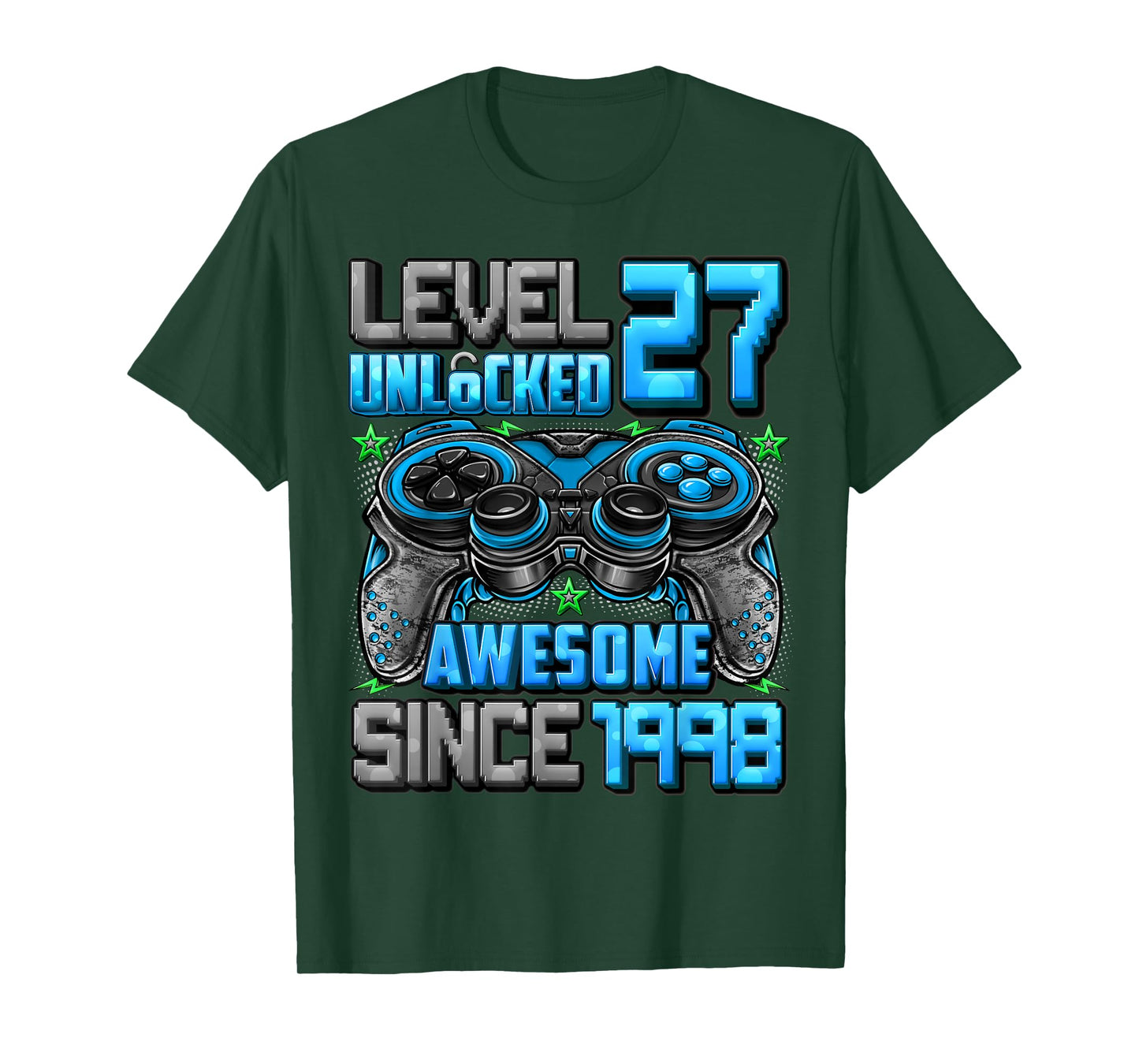 Level 27 Unlocked Awesome Since 1998 27th Birthday Gaming T-Shirt