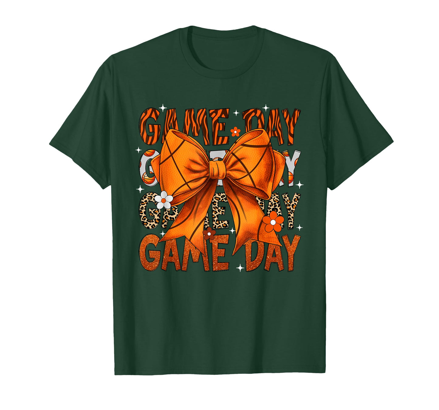 Game Day Basketball Bow Coquette Leopard Basketball T-Shirt