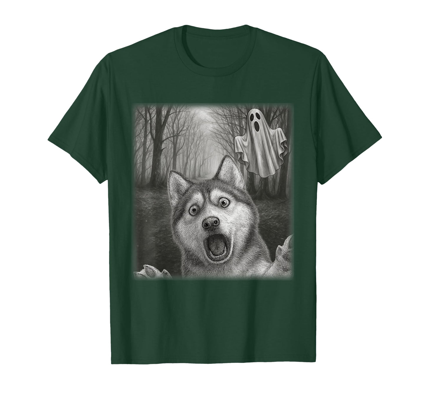 Funny Halloween Beagle Dog Selfie with Spooky Ghost T-Shirt