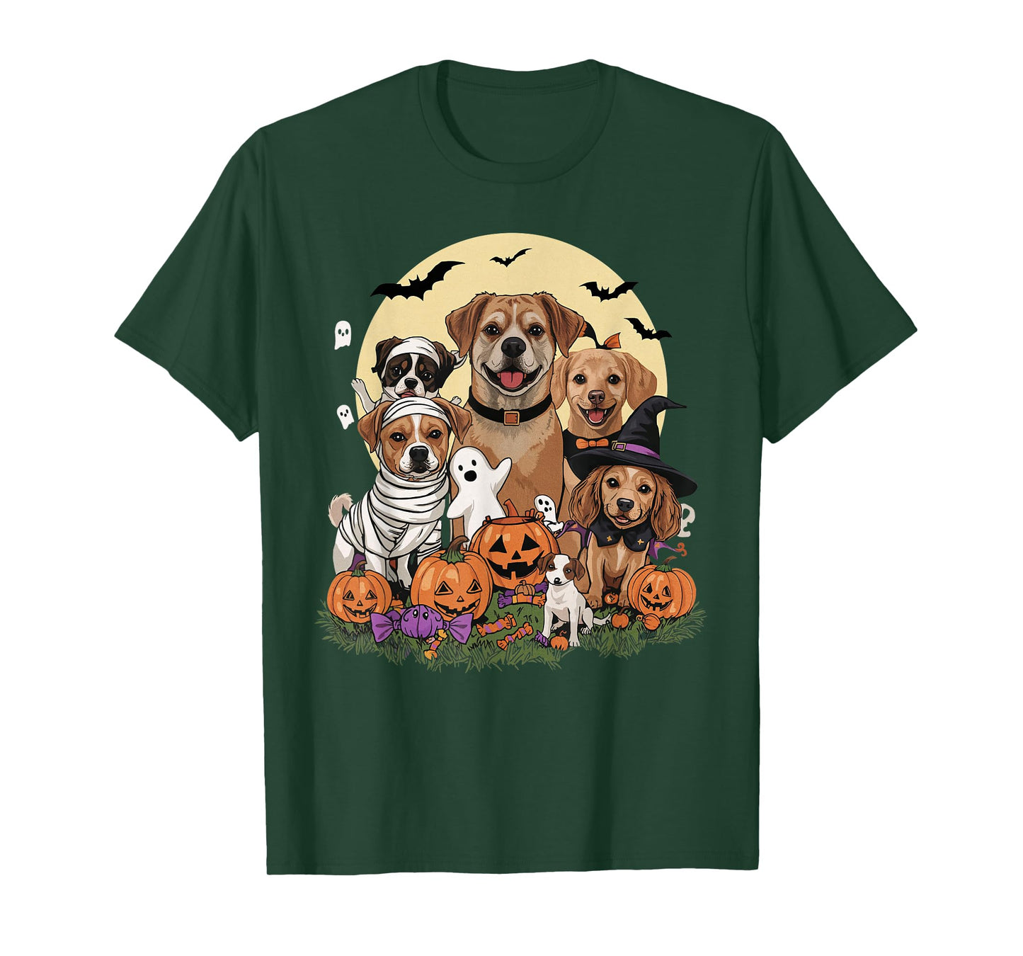 Cute Mummy Witch Ghost Halloween Dog Costume Men Women Kids T-Shirt