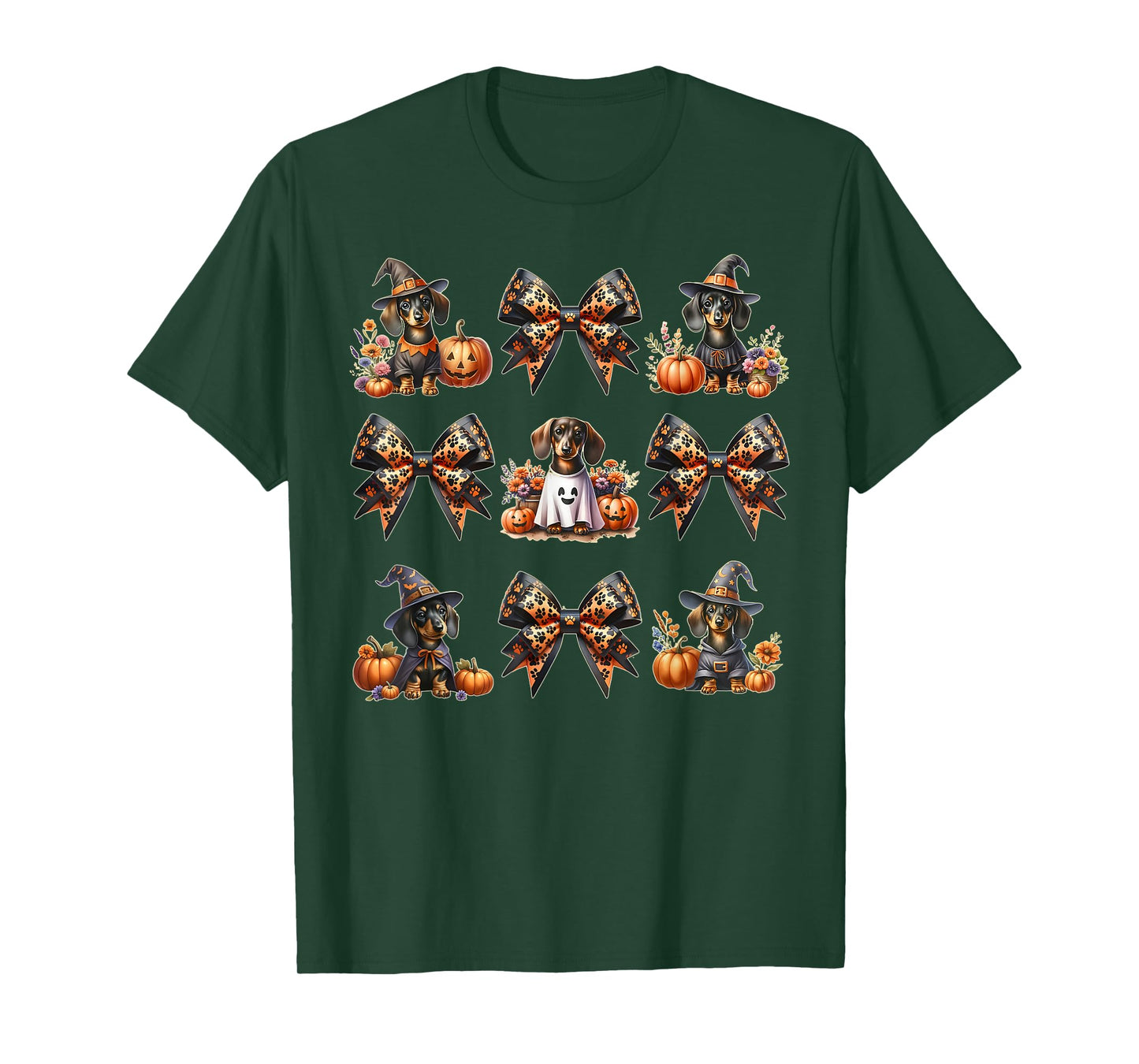 Halloween Dachshund Spooky Dog Doxie Mom Coquette Bow Women T-Shirt