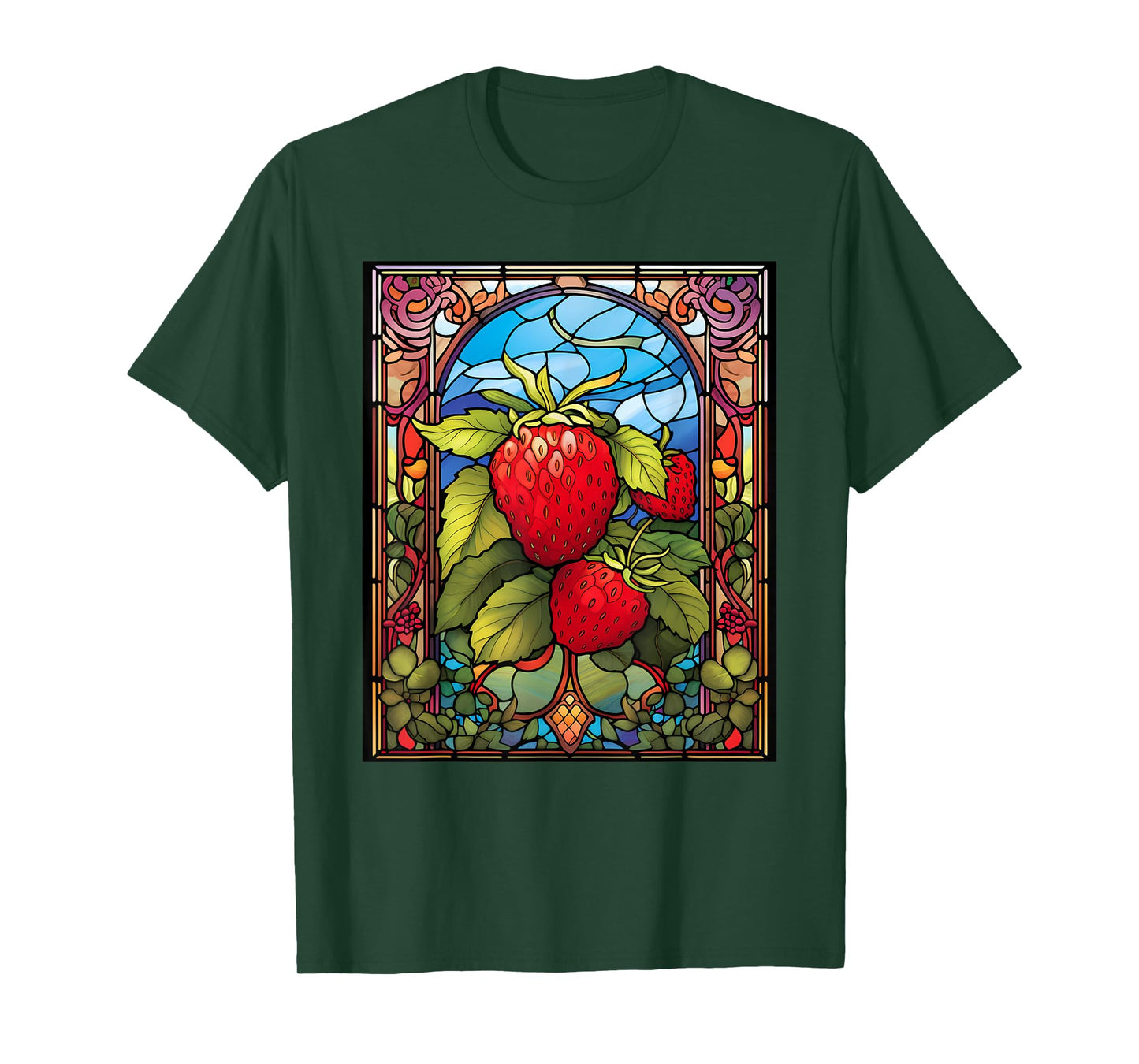 Stained Glass Style Strawberry T-Shirt