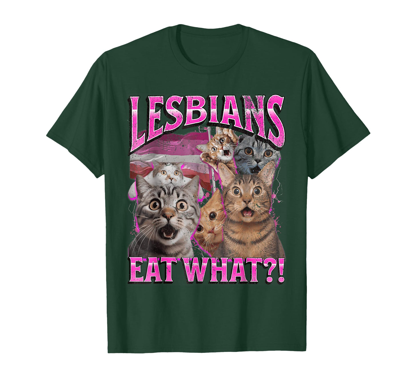 Lesbians Eat What?! Funny Cat Gay Pride LGBTQ Pun T-Shirt