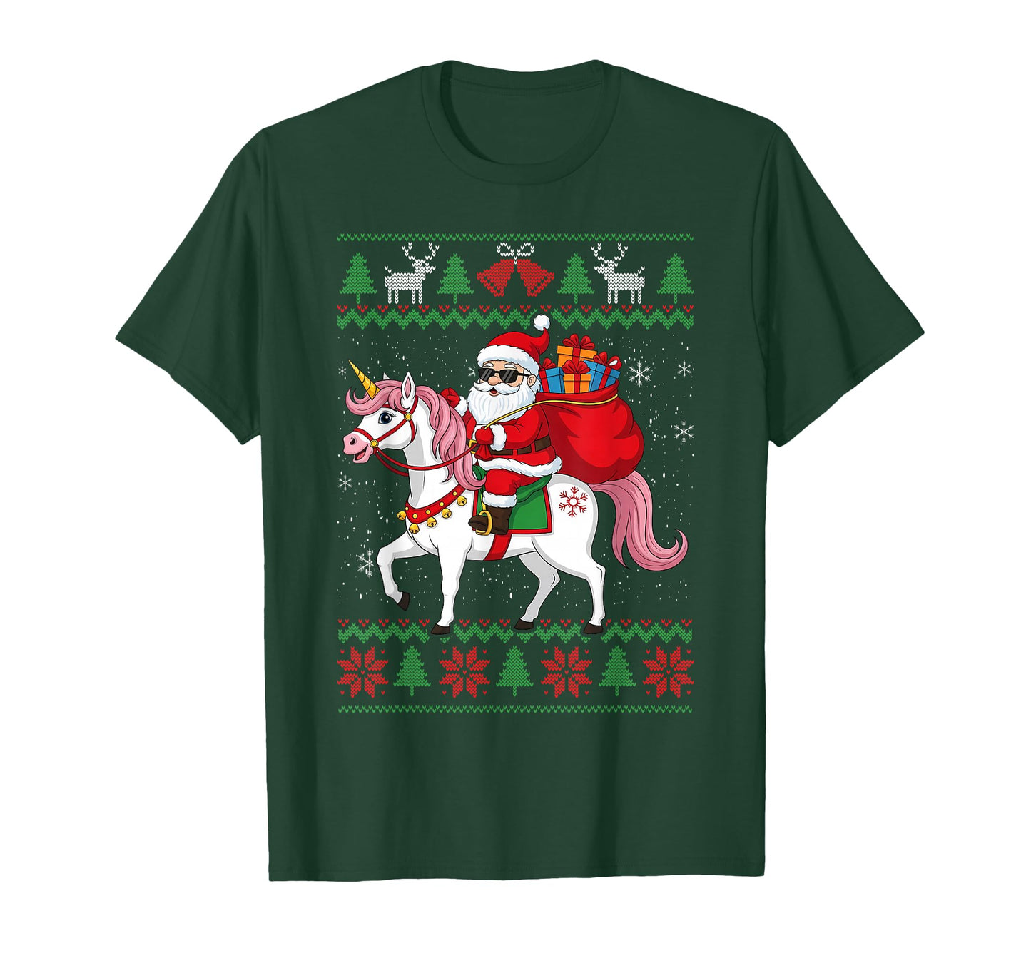 Santa Riding Unicorn, Ugly Christmas Sweater, Women Girls T-Shirt