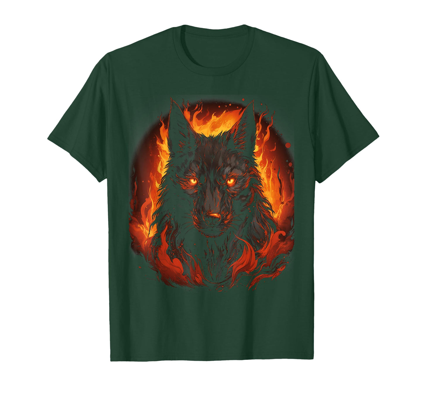 Wolf Howling Fire Mythical Creature Graphic T-Shirt
