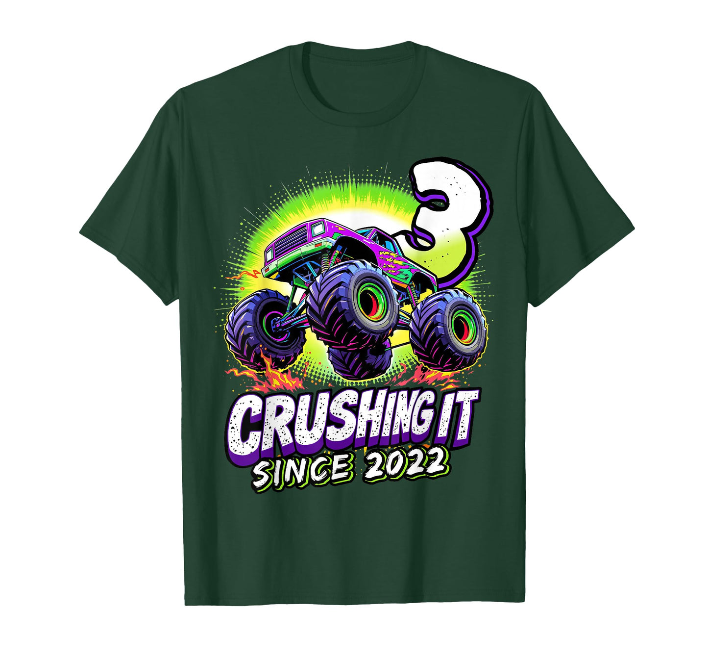 Birthday Monster Truck 3 year Old Boys 3rd Party Born 2022 T-Shirt