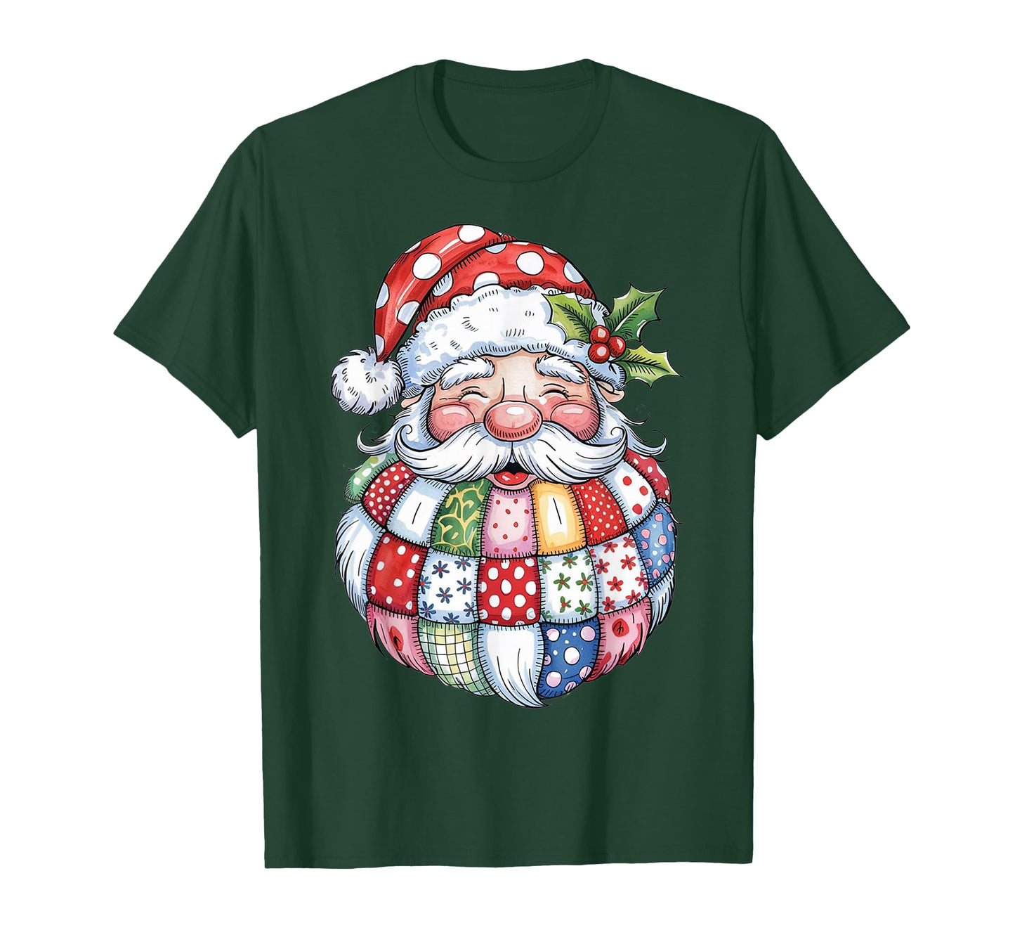 Patchwork Santa Claus Retro Christmas Funny Mens Womans Kids T-Shirt