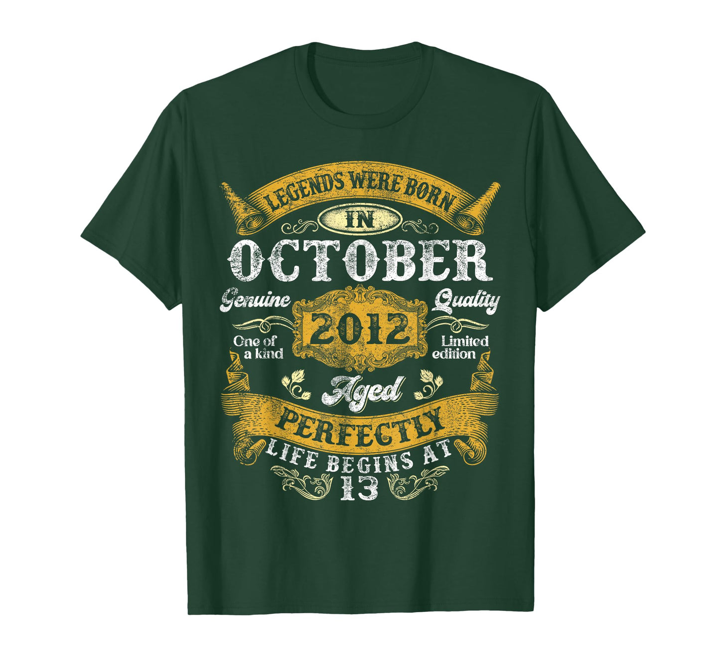 Legends Were Born In October 2012 Vintage 13th Birthday Boys T-Shirt