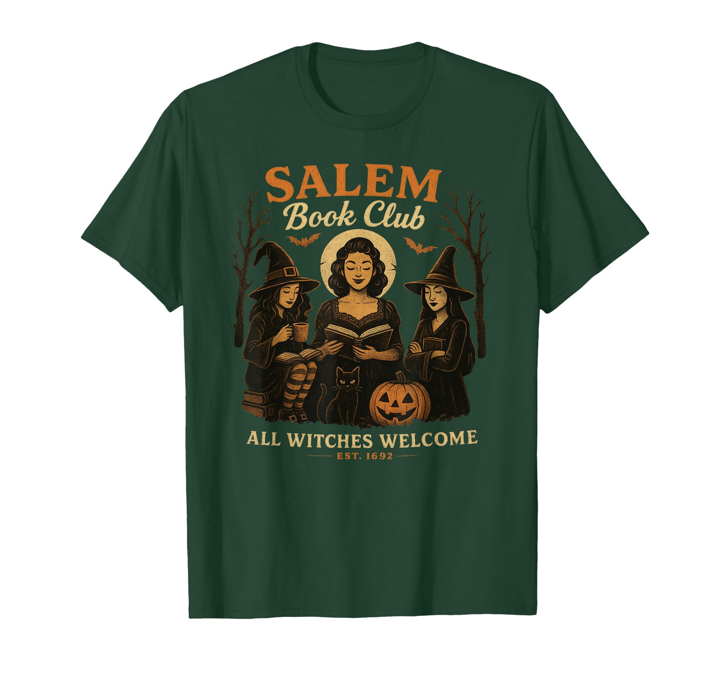 Salem Witch Book Club Bookish Halloween Full Moon Reader T-Shirt