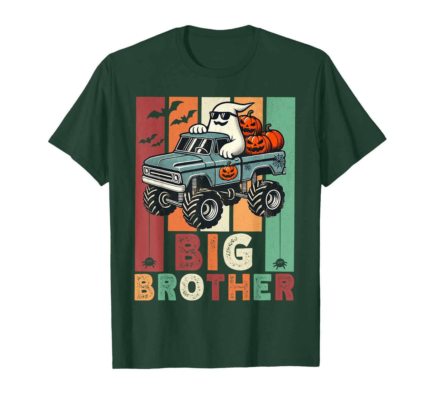Vintage Ghost Monster Truck Halloween Big Brothers Pumpkins T-Shirt