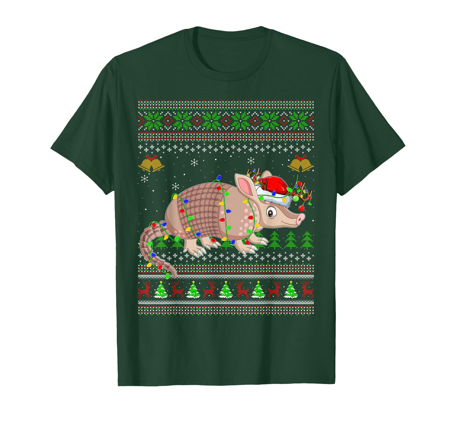 Armadillo Ugly Christmas Sweaters Holiday Santa Cute Xmas T-Shirt