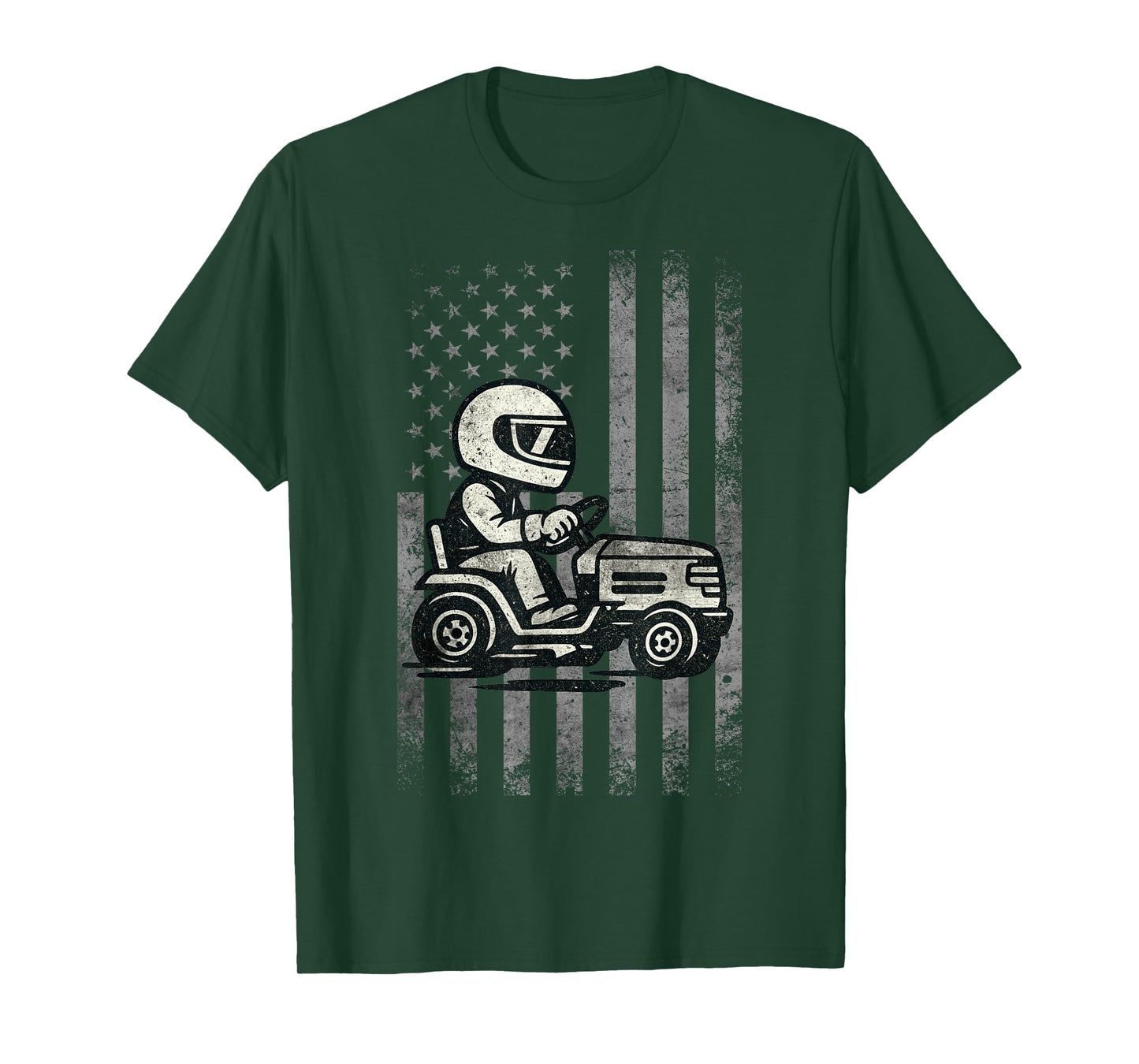 Vintage American Flag Lawn Mower Dad Funny Lawn Mower T-Shirt