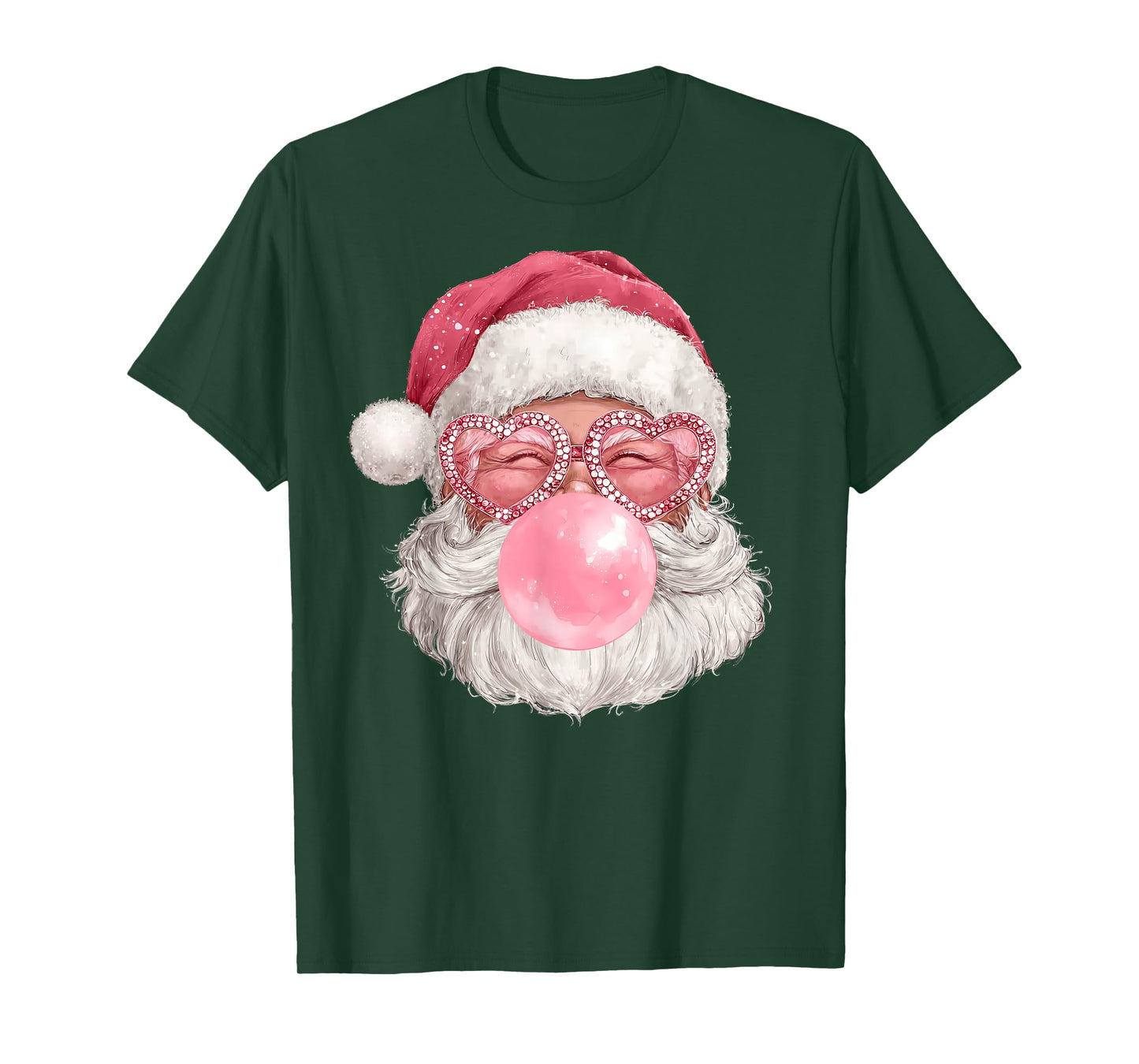 Bubble Gum Santa Claus Face Sunglasses Hat Beard Christmas T-Shirt