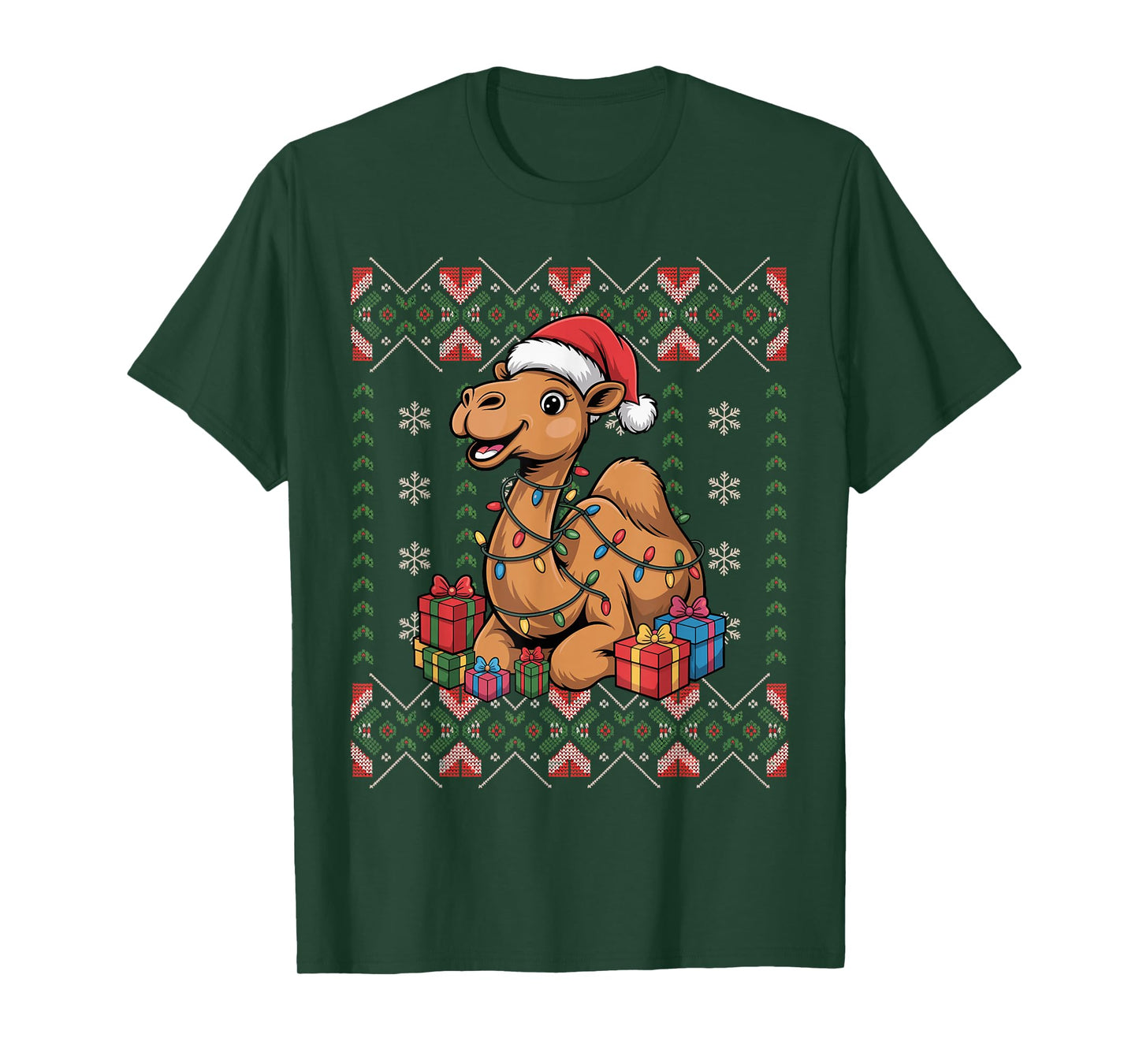 Santa Camel Christmas Ugly Sweater Funny Holiday Pajamas T-Shirt