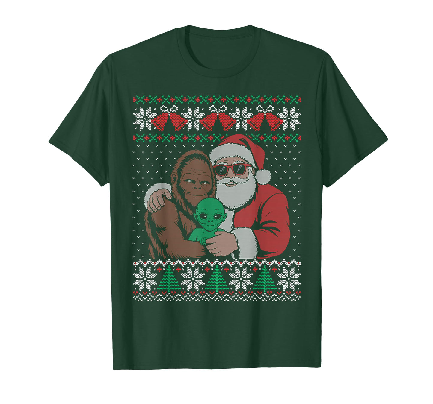Alien Santa Bigfoot Ugly Christmas Sweater Funny T-Shirt