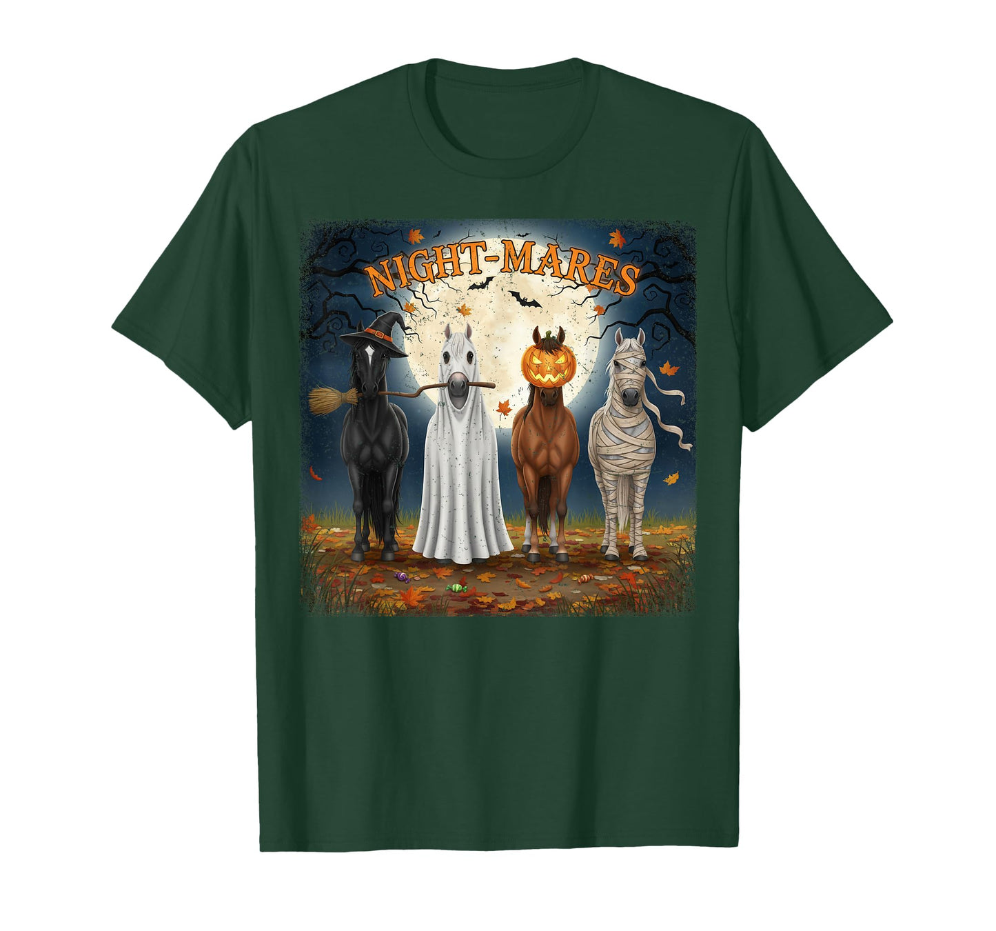 Night-Mares Halloween Horse Design for Equestrian Woman Girl T-Shirt