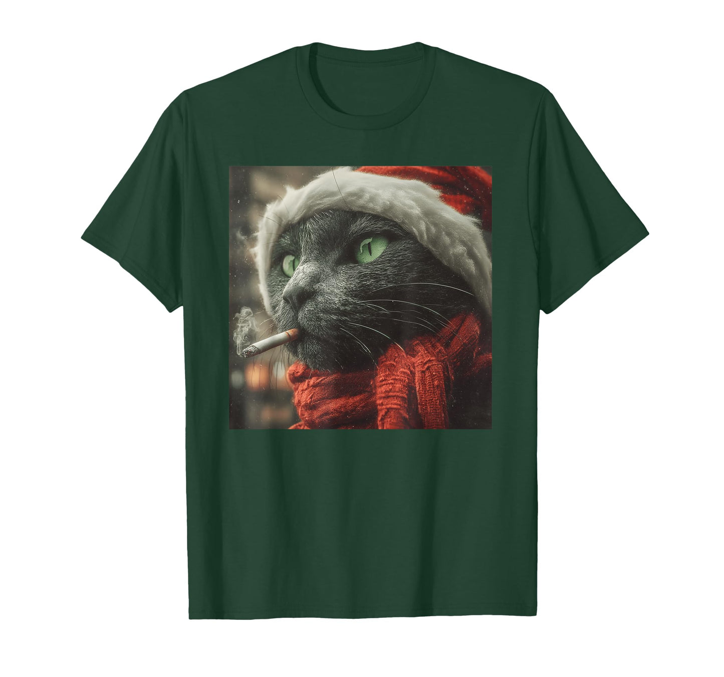 Santa Cat Cigarette Noir Holiday Winter Scarf Festive T-Shirt