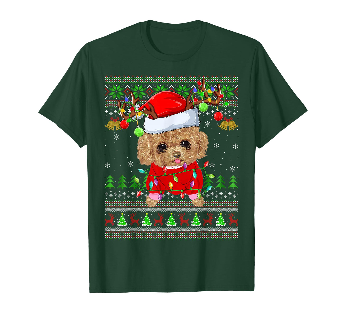 Toy Poodle Dog Ugly Christmas Sweaters Holiday Santa Xmas T-Shirt