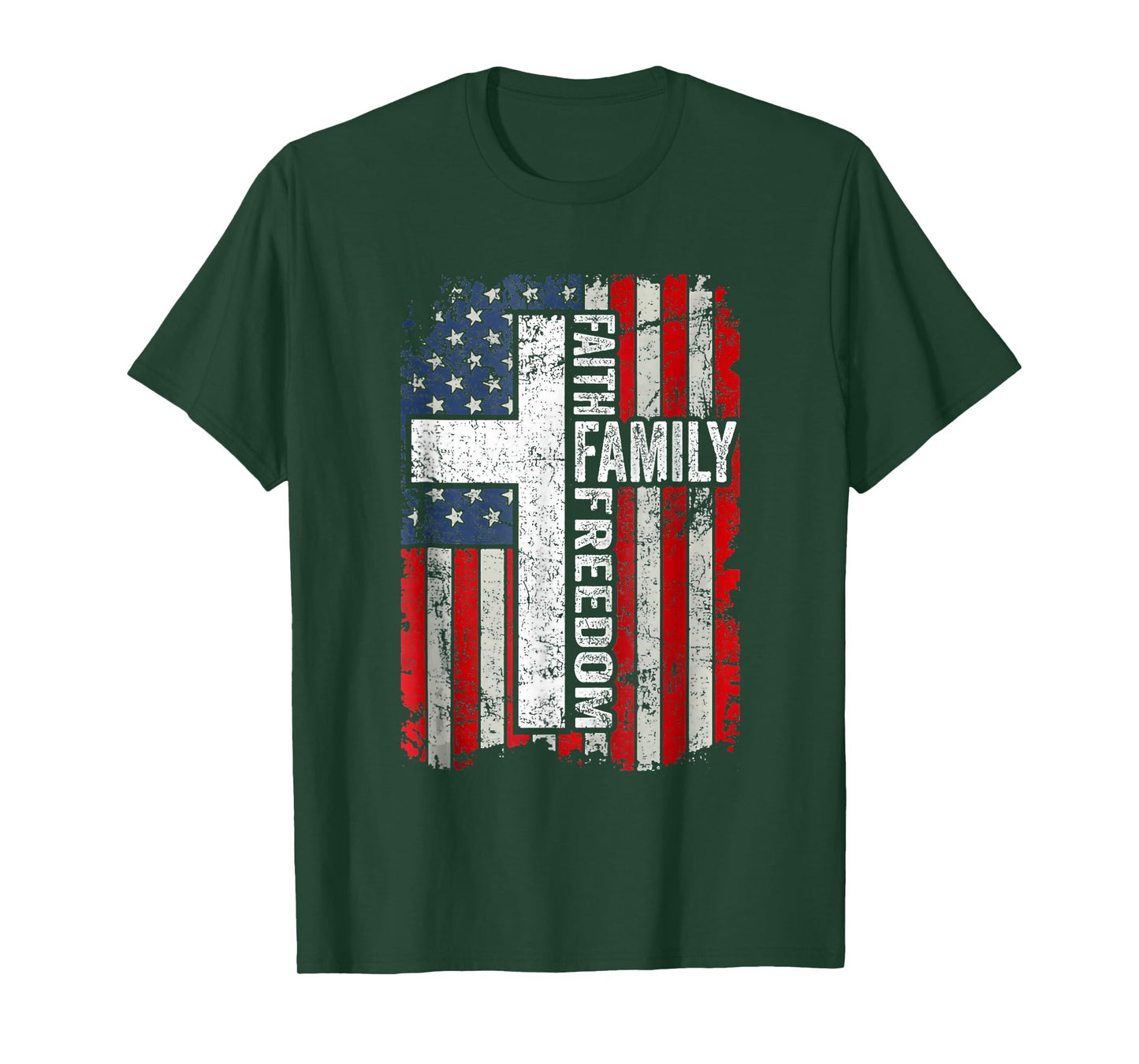 Faith Family Freedom Patriotic Christian Vintage USA T-Shirt