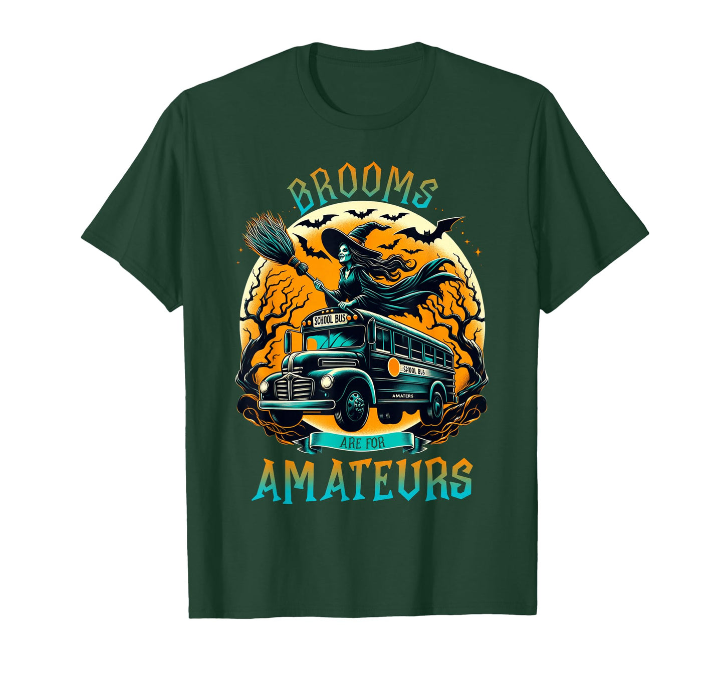 Halloween Brooms are for Amateurs Fun School Bus Driver T-Shirt