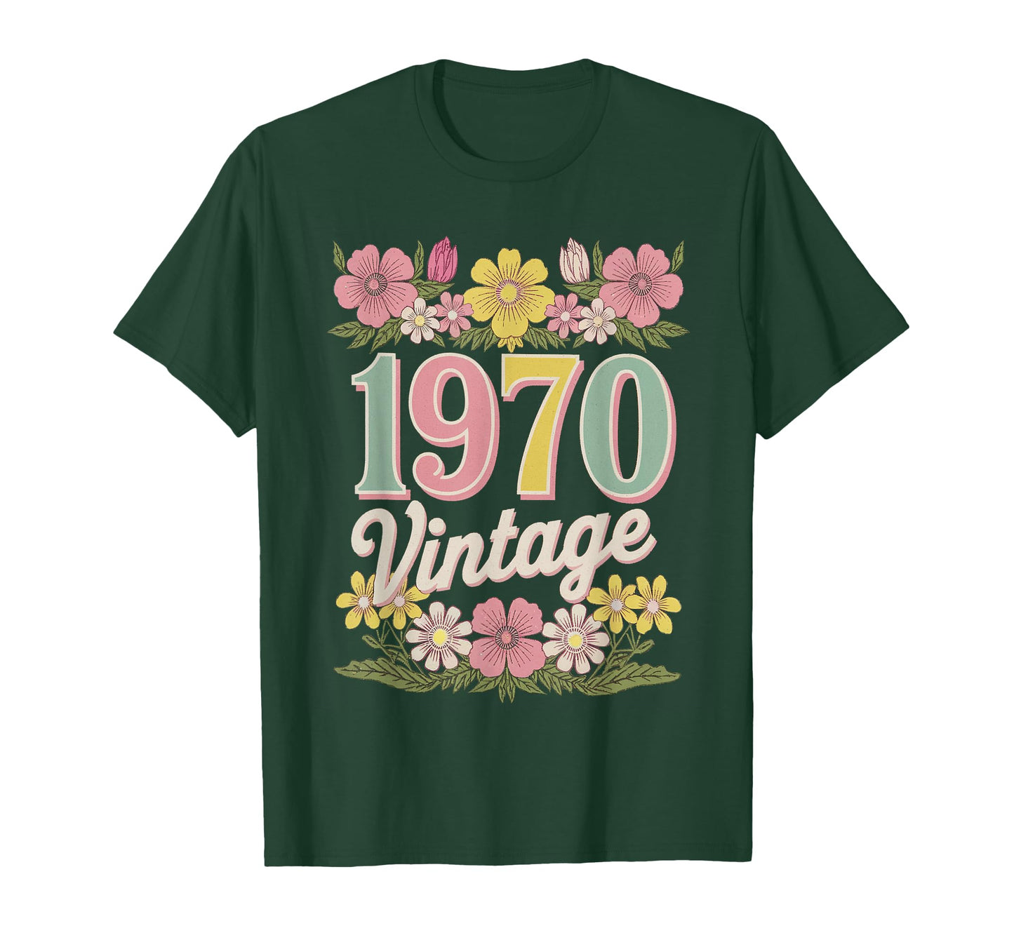 Vintage 1970 Retro Born Flowers Birthday Daughter Women T-Shirt