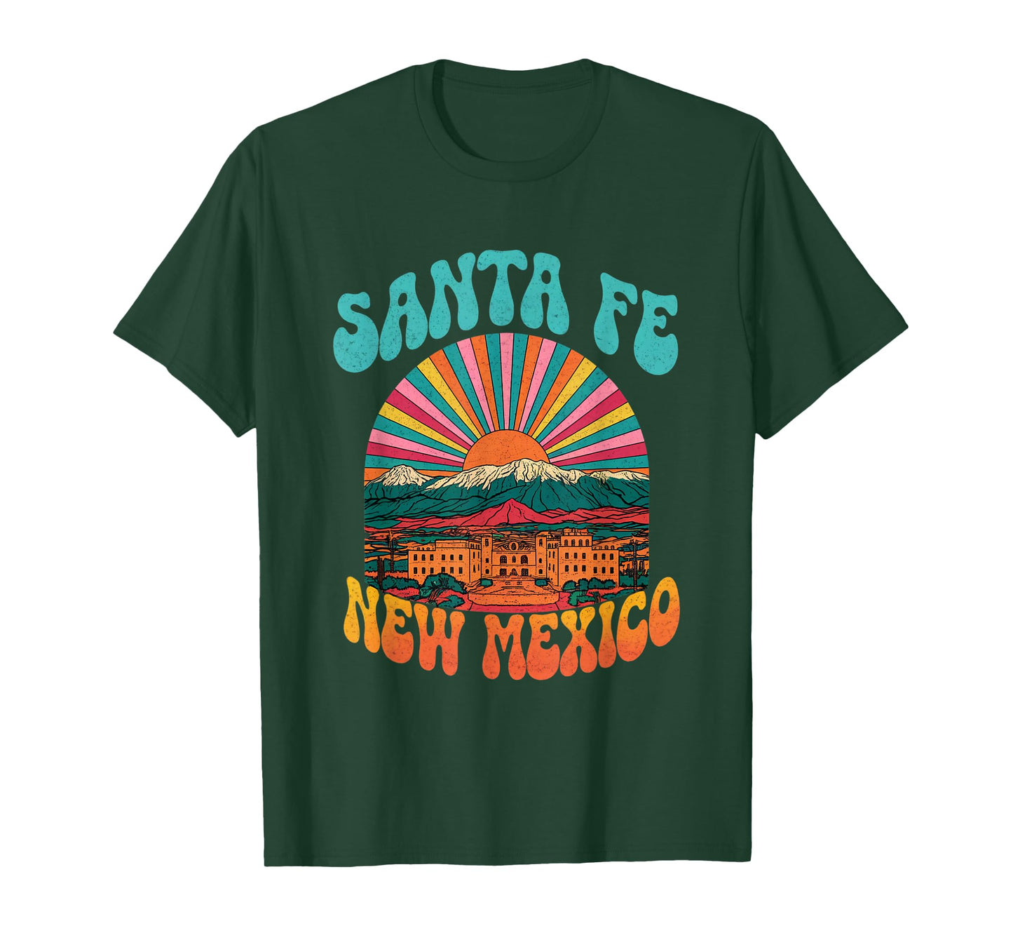 Retro Santa Fe New Mexico Mountains Sunset Skyline Vintage T-Shirt