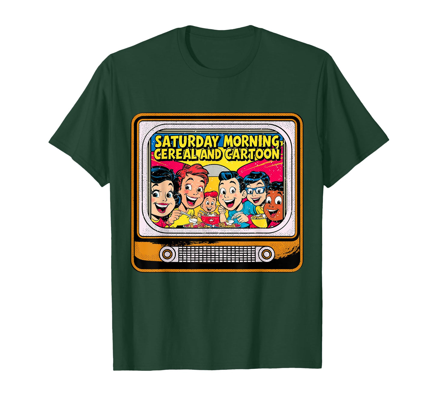80s 90s Retro Kid Saturday Mornings Cereal And Cartoons T-Shirt