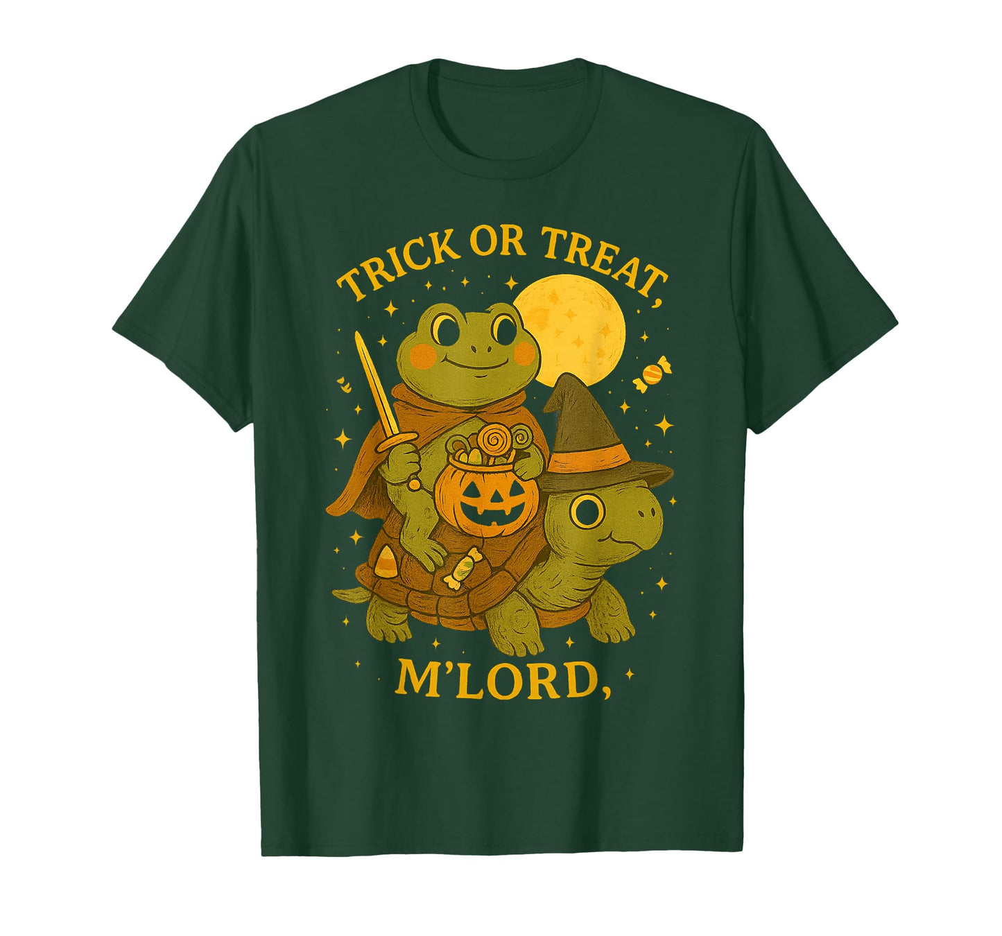 Halloween Trick o Treat Frog Knight M’Lord Pumpkin Turtle T-Shirt