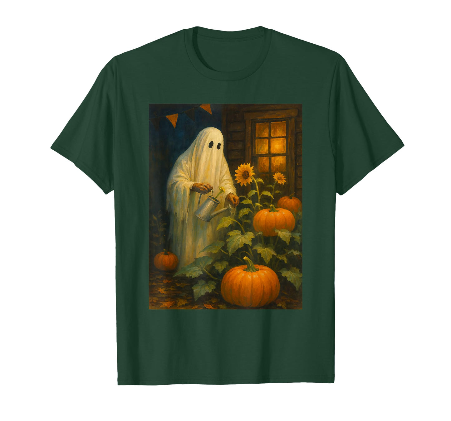 Vintage Floral Ghost Halloween Ghost in The Forest Gothic T-Shirt