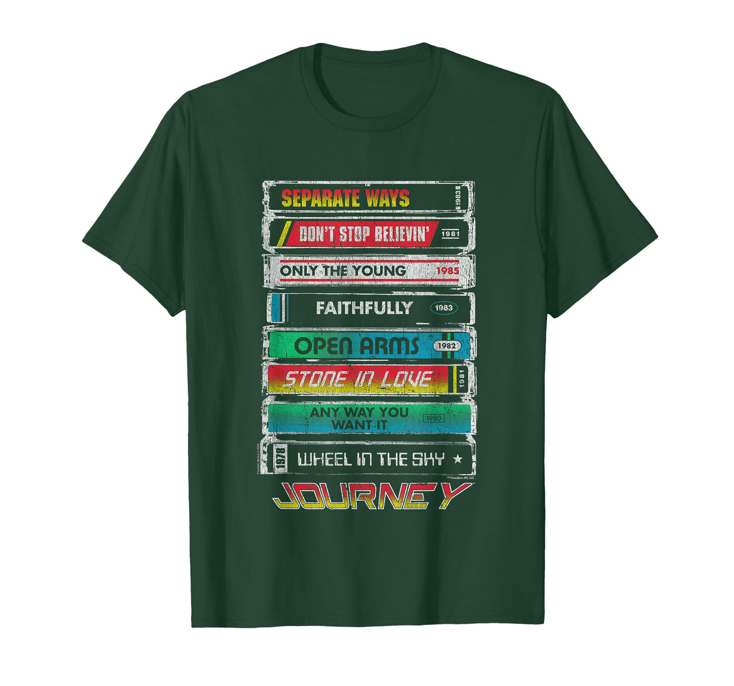 Journey Iconic Tape Deck Hits Retro Vintage Chest Poster T-Shirt
