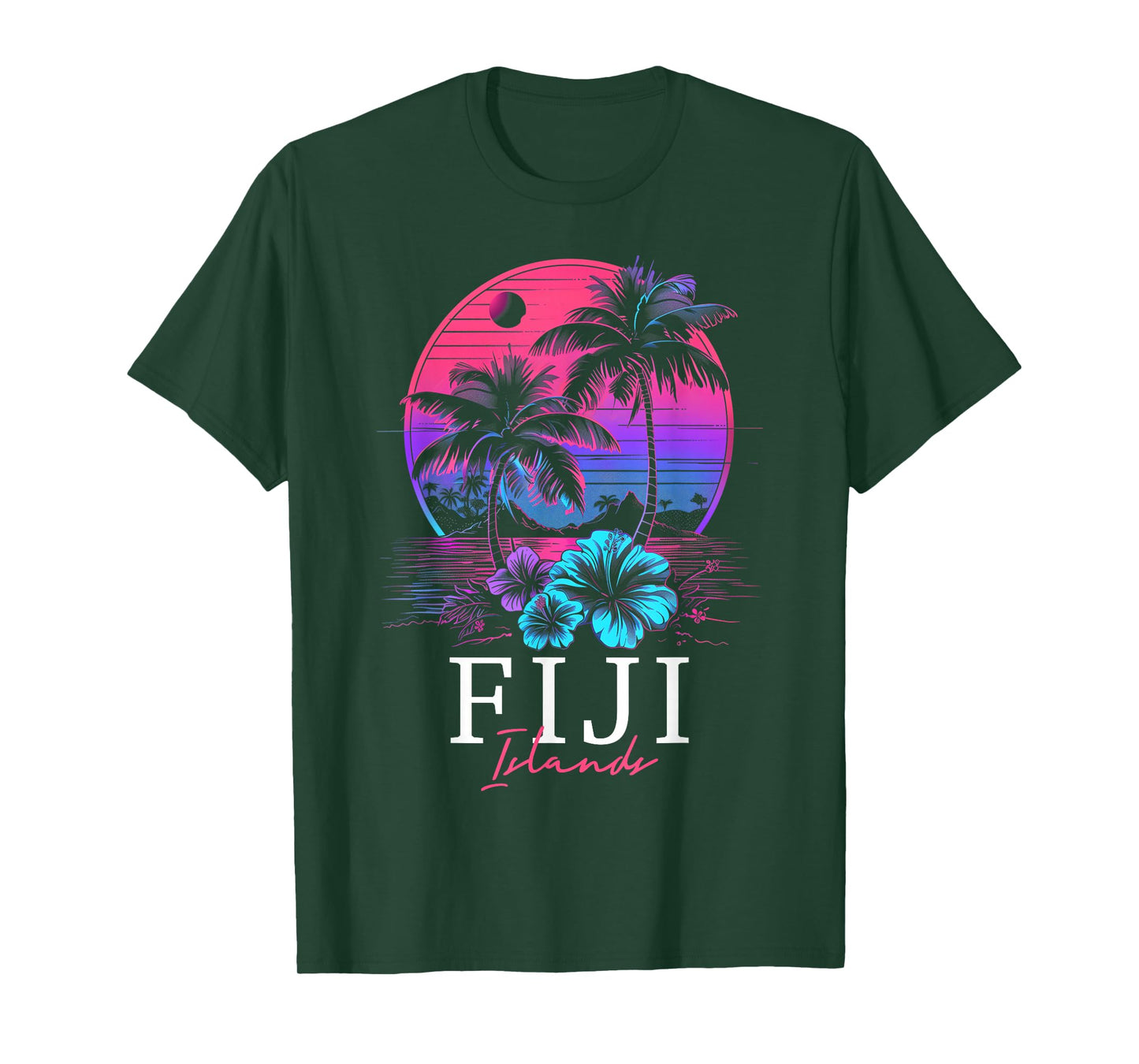 Fiji Islands Hibiscus Flowers Beach Surfer Souvenir T-Shirt