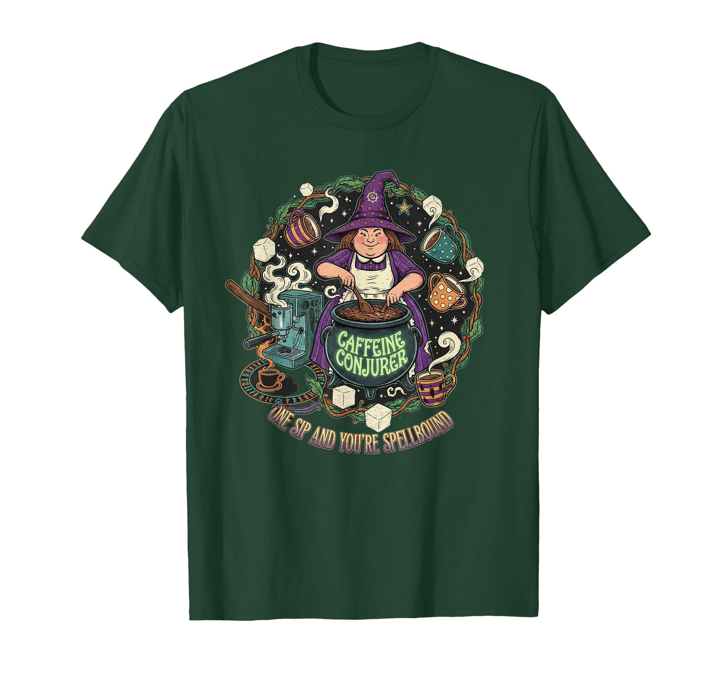 Caffeine Conjurer One Sip and You're Spellbound Coffee T-Shirt