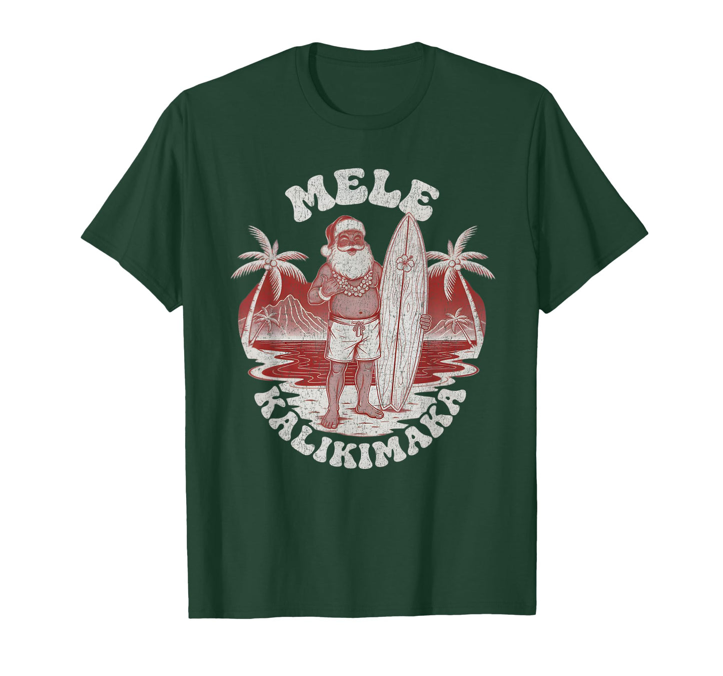 Mele Kalikimaka Christmas Shirt Hawaii Holiday Surfing Santa T-Shirt