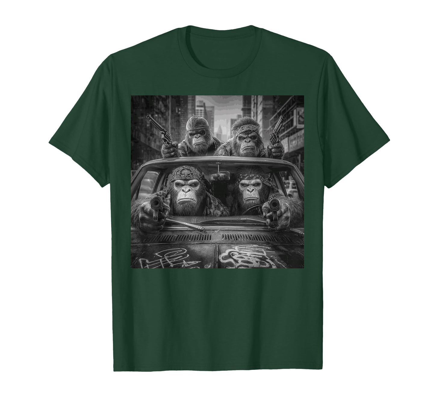 Funny Graphic Bigfoot Sasquatch Gangster Adult Funny T-Shirt