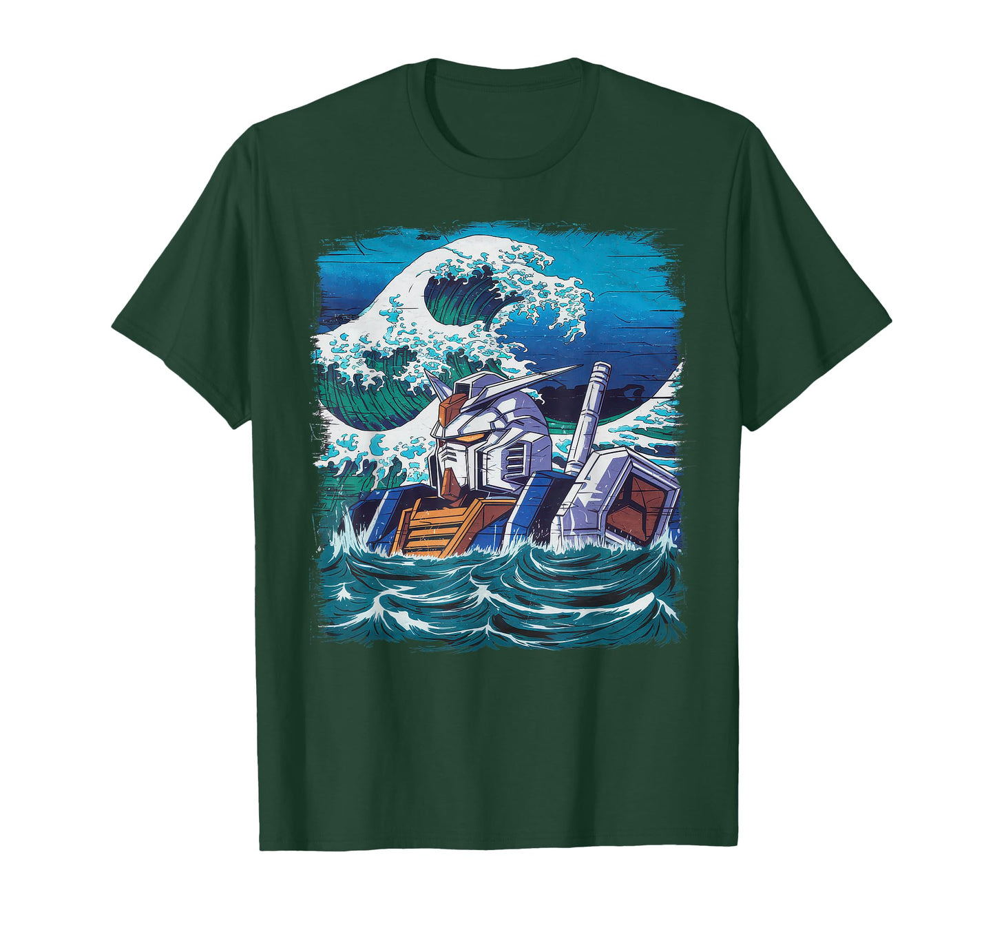 Mecha Tshirt Japanese Mecha Robot Head Anime Art Ukiyo-E T-Shirt