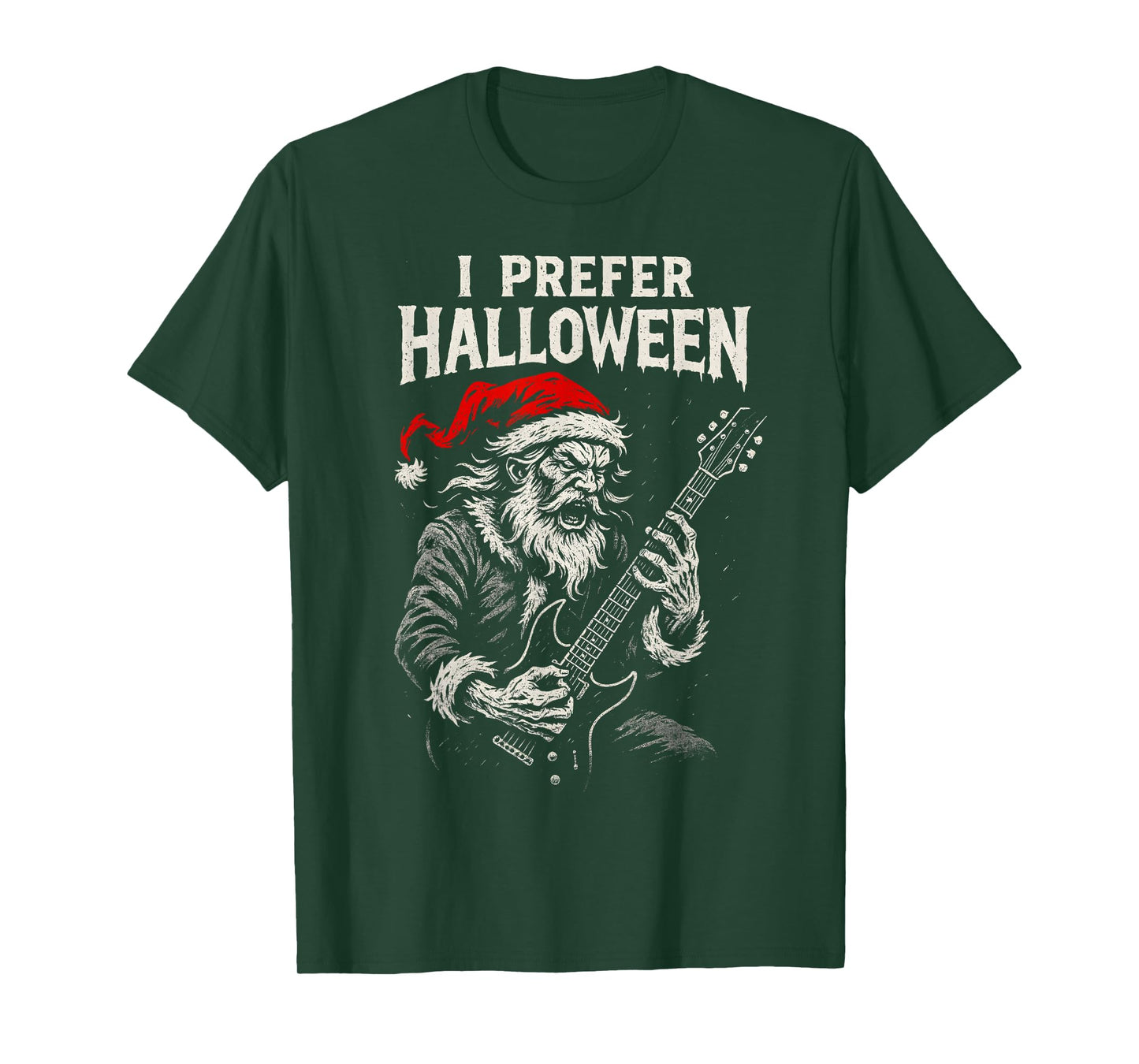 Rock Guitar Santa Claus I Prefer Halloween Funny Christmas T-Shirt