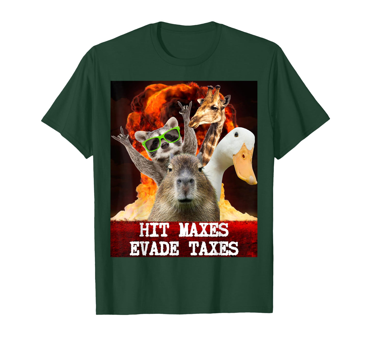 Funny Gym Weightlifting Hit Maxes Evade Taxes Workout Meme T-Shirt