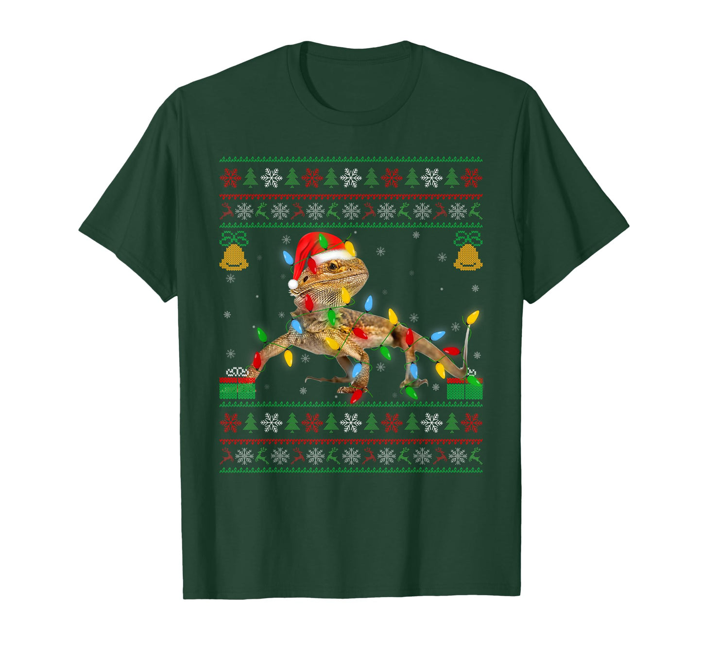 Bearded Dragon Christmas Lights Ugly Xmas Sweaters Santa T-Shirt