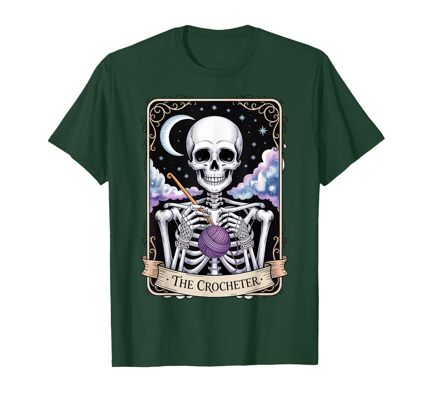 The Crocheter Mom Tarot Card Skeleton Knitting T-Shirt