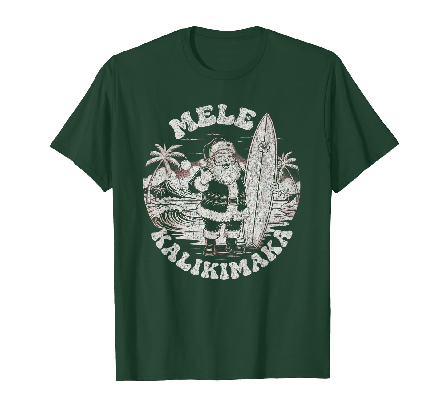 Mele Kalikimaka Christmas Shirt Hawaiian Surfing Santa Tee T-Shirt