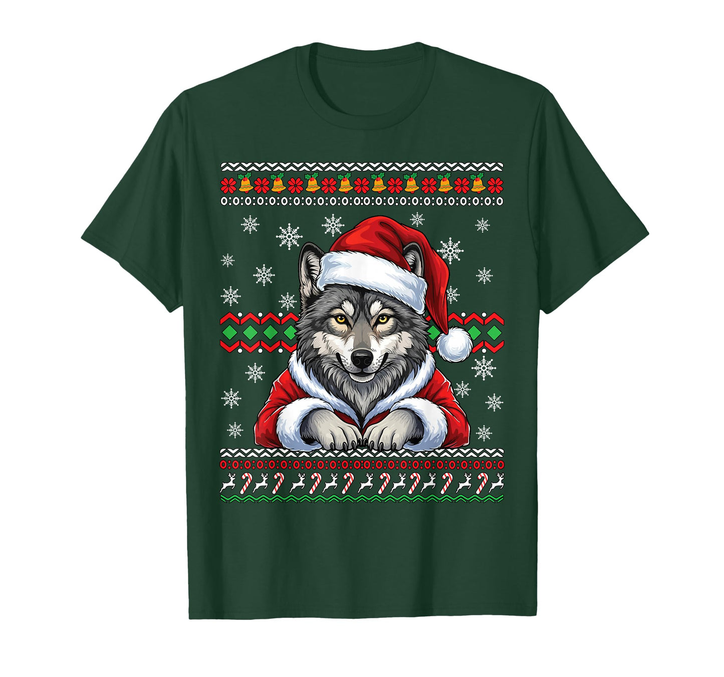 Husky Dog Santa Wolf Happy Christmas Funny Ugly Christmas T-Shirt