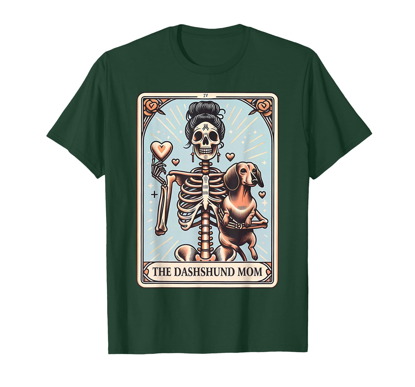 Valentine's Day Dachshund Mom Tarot Card Skeleton Doxie Mama T-Shirt