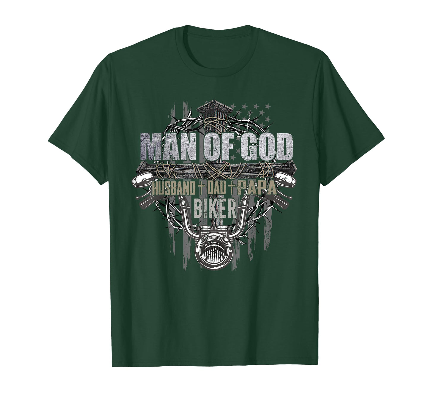 Man Of God Dad Husband Papa Biker Funny T-Shirt